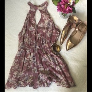 American Eagle pink flower romper